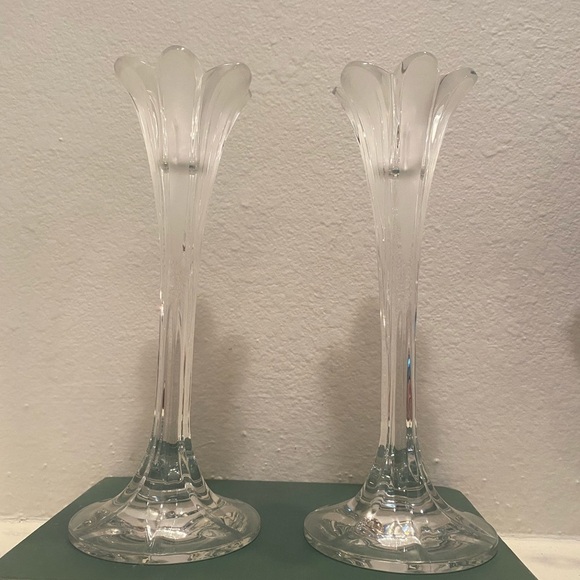 Vintage Pair of 24% Lead Tulip Crystal Cristal d'Arques French Candle Holders - Picture 6 of 9